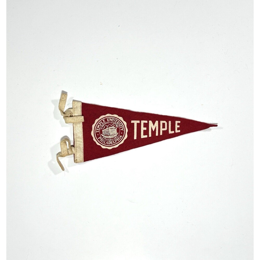 Vintage 1940s 50s Temple University Philadelphia 9” Felt Pennant College RARE - Picture 1 of 7